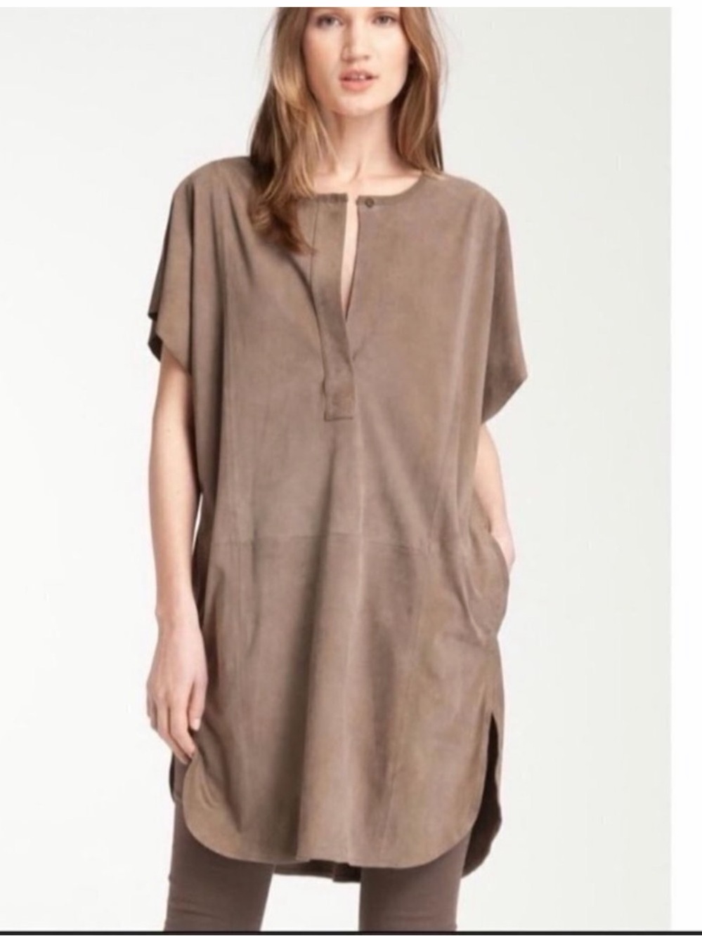 Vince Suede Leather Tunic Dress